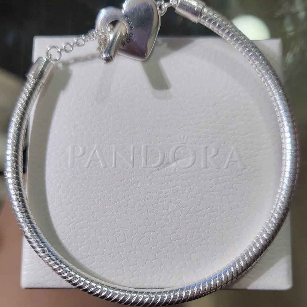 Pandora Moments Heart T-Bar Snake Chain Bracelet